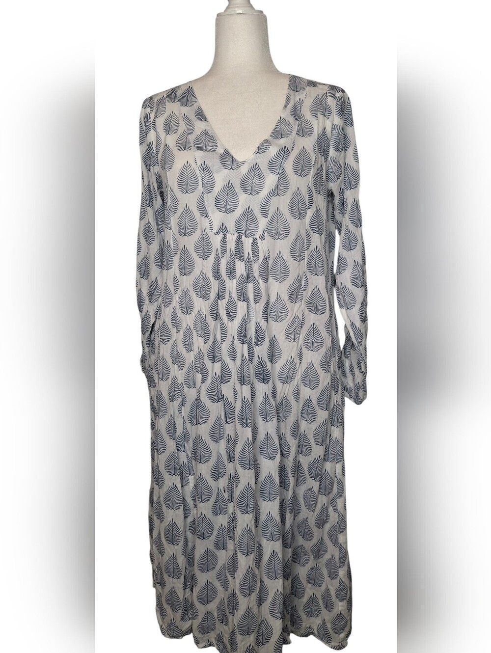 mer st barth Women's "Le Reve" St Barth Caftan Navy Leaf